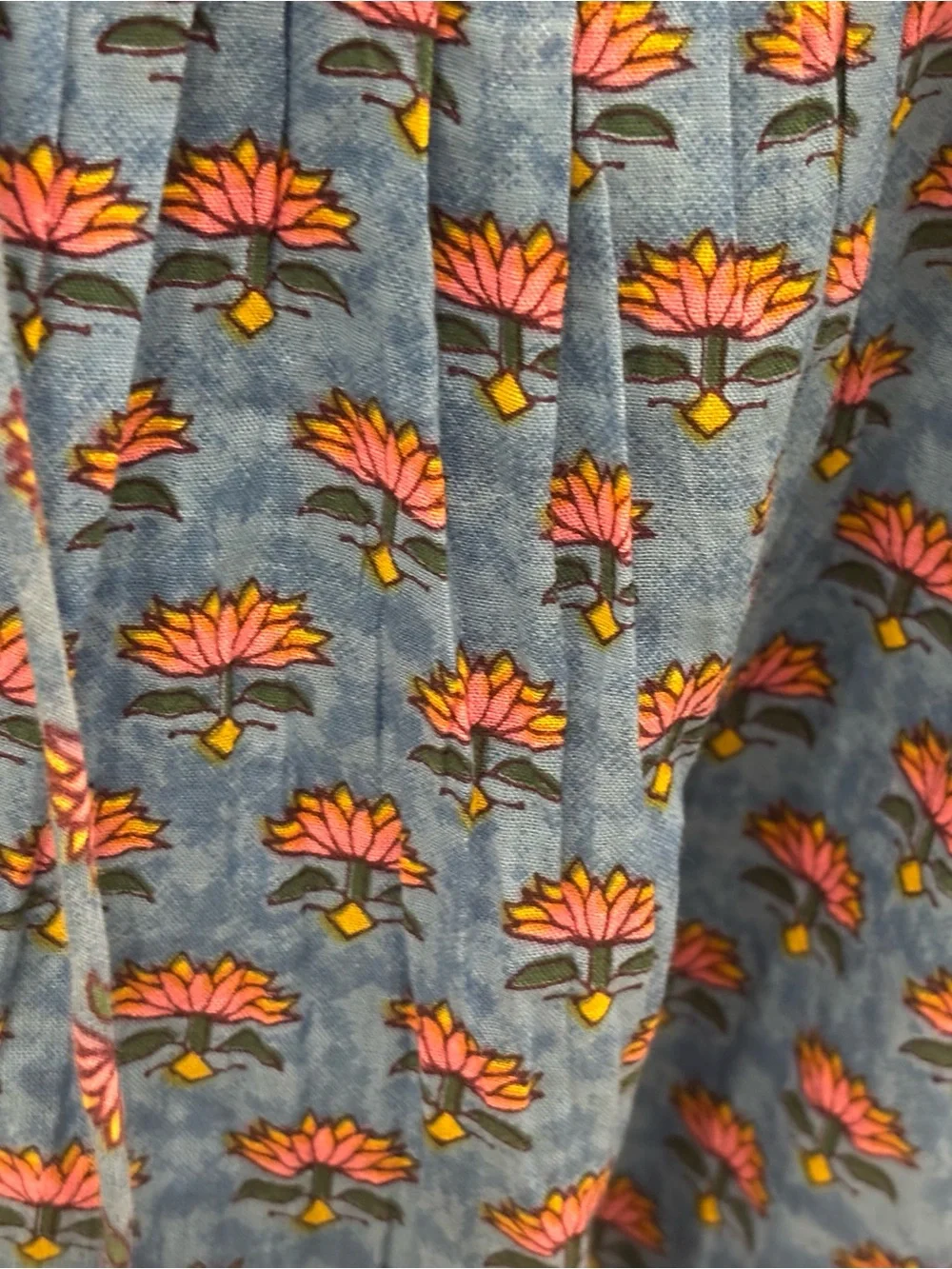 Cleobella Blue Floral Tunic with Pink & Yellow Blooms - Picture 4 of 4